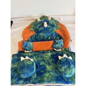 Hug Fun Sleeping Bag Triceratops Dinosaur Cozy Soft Blue Green Size 66" x 28"